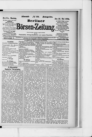 Berliner Börsen-Zeitung vom 16.05.1904