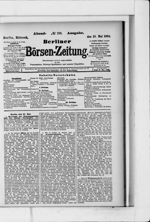 Berliner Börsen-Zeitung on May 18, 1904