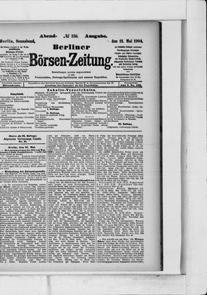 Berliner Börsen-Zeitung vom 21.05.1904
