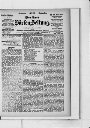 Berliner Börsen-Zeitung vom 22.05.1904