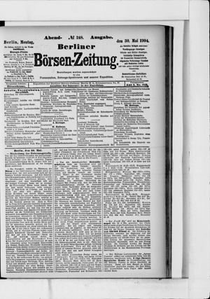 Berliner Börsen-Zeitung vom 30.05.1904