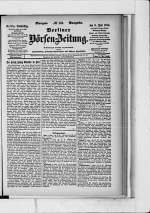 Berliner Börsen-Zeitung vom 09.06.1904