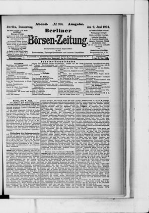 Berliner Börsen-Zeitung vom 09.06.1904