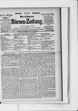 Berliner Börsen-Zeitung vom 22.06.1904