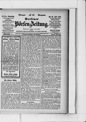 Berliner Börsen-Zeitung vom 25.06.1904