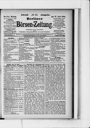 Berliner Börsen-Zeitung vom 27.06.1904