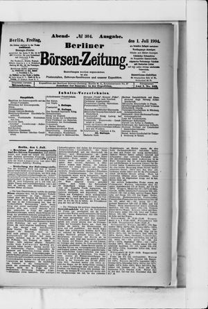 Berliner Börsen-Zeitung on Jul 1, 1904
