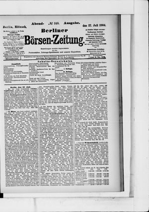 Berliner Börsen-Zeitung vom 27.07.1904