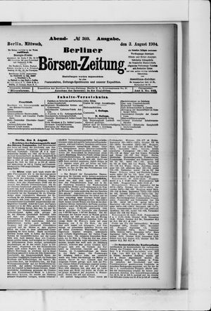 Berliner Börsen-Zeitung vom 03.08.1904