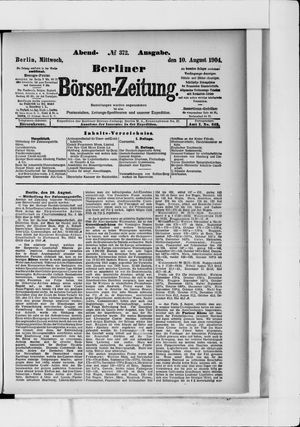 Berliner Börsen-Zeitung on Aug 10, 1904