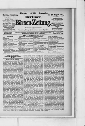 Berliner Börsen-Zeitung vom 13.08.1904