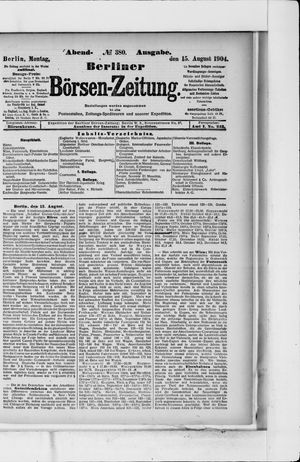 Berliner Börsen-Zeitung vom 15.08.1904