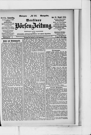 Berliner Börsen-Zeitung vom 18.08.1904