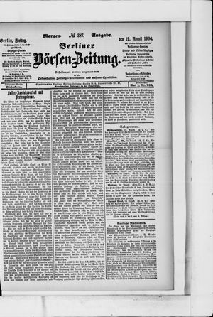 Berliner Börsen-Zeitung vom 19.08.1904