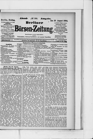 Berliner Börsen-Zeitung vom 19.08.1904