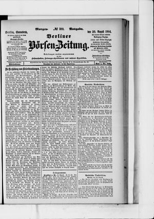 Berliner Börsen-Zeitung vom 20.08.1904