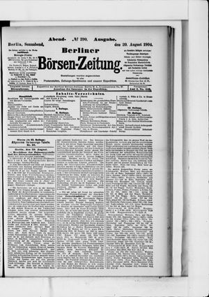 Berliner Börsen-Zeitung vom 20.08.1904