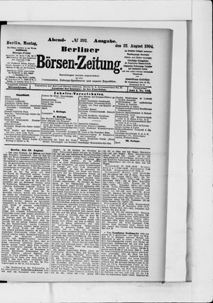 Berliner Börsen-Zeitung vom 22.08.1904