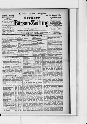Berliner Börsen-Zeitung vom 29.08.1904