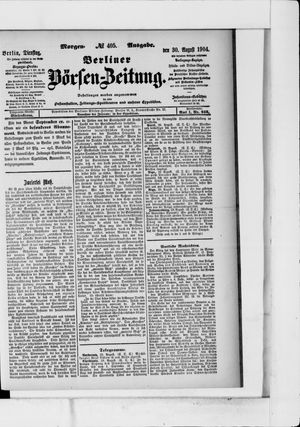 Berliner Börsen-Zeitung vom 30.08.1904