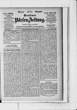 Berliner Börsen-Zeitung vom 31.08.1904