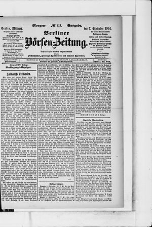 Berliner Börsen-Zeitung vom 07.09.1904