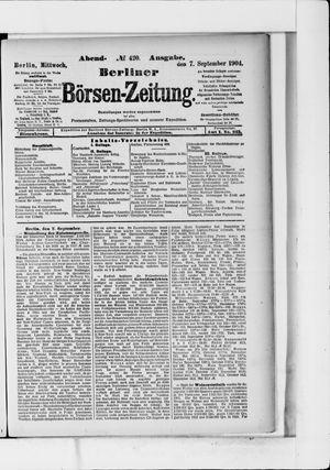 Berliner Börsen-Zeitung vom 07.09.1904