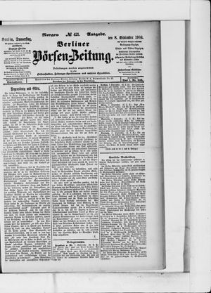 Berliner Börsen-Zeitung vom 08.09.1904