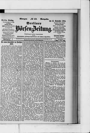 Berliner Börsen-Zeitung vom 13.09.1904