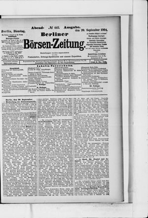 Berliner Börsen-Zeitung vom 20.09.1904