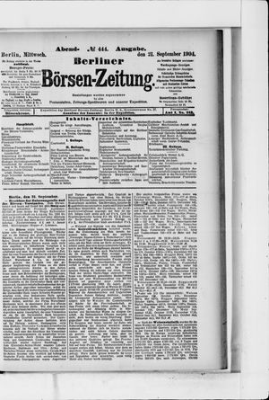 Berliner Börsen-Zeitung vom 21.09.1904