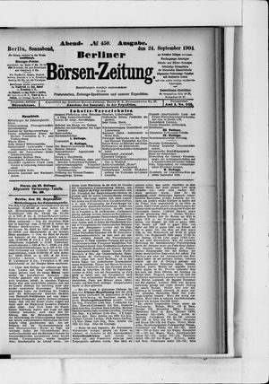 Berliner Börsen-Zeitung vom 24.09.1904