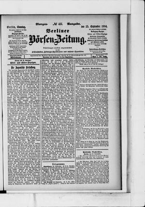 Berliner Börsen-Zeitung on Sep 25, 1904