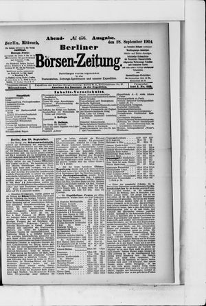 Berliner Börsen-Zeitung on Sep 28, 1904