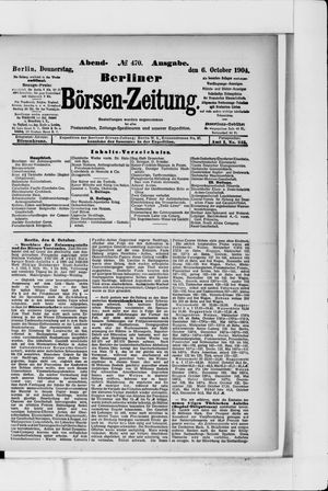 Berliner Börsen-Zeitung vom 06.10.1904