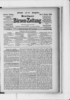 Berliner Börsen-Zeitung vom 07.10.1904