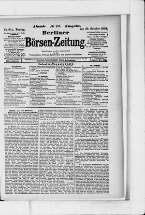 Berliner Börsen-Zeitung vom 10.10.1904