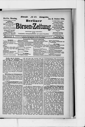 Berliner Börsen-Zeitung vom 11.10.1904