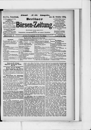 Berliner Börsen-Zeitung on Oct 15, 1904