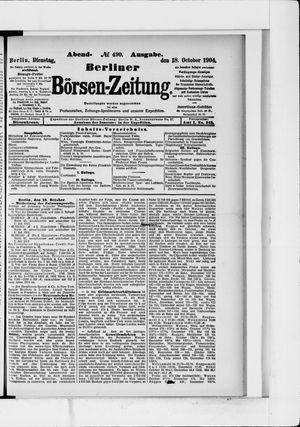 Berliner Börsen-Zeitung on Oct 18, 1904