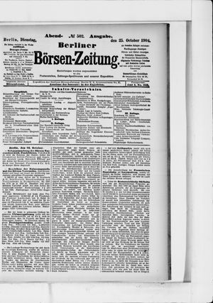 Berliner Börsen-Zeitung vom 25.10.1904