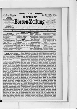 Berliner Börsen-Zeitung vom 26.10.1904