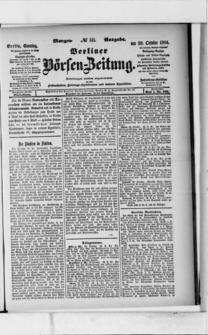 Berliner Börsen-Zeitung vom 30.10.1904