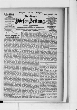 Berliner Börsen-Zeitung on Nov 2, 1904