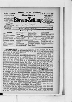 Berliner Börsen-Zeitung on Nov 2, 1904