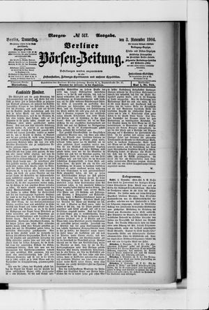Berliner Börsen-Zeitung vom 03.11.1904