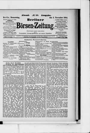 Berliner Börsen-Zeitung on Nov 3, 1904