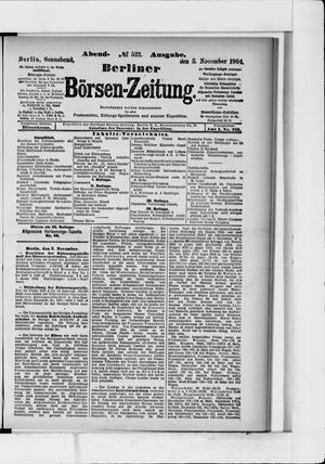 Berliner Börsen-Zeitung vom 05.11.1904