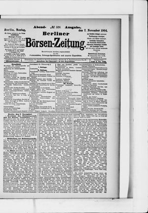 Berliner Börsen-Zeitung vom 07.11.1904