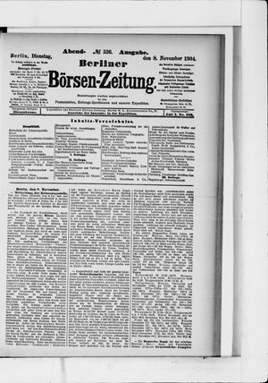 Berliner Börsen-Zeitung vom 08.11.1904